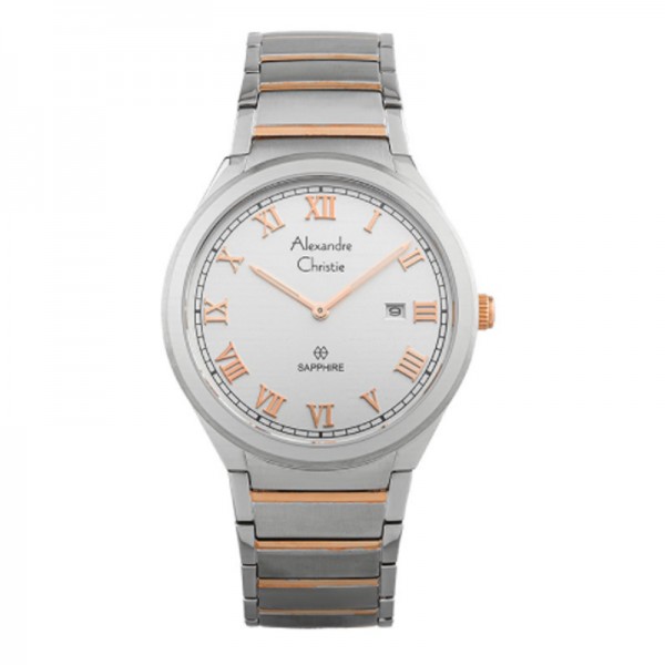 Alexandre Christie AC 8538 Silver Rosegold White Man MDBTRSL Sapphire